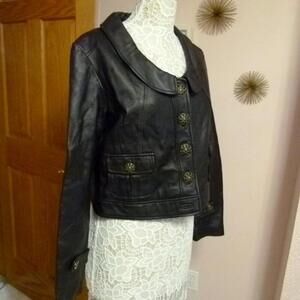 New Beautful unique Wilsons Leather coat jacket big buttons L (C16)